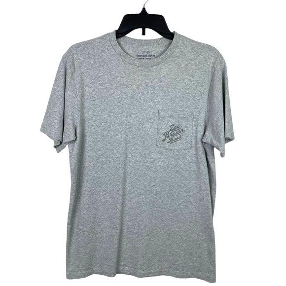 VINEYARD VINES Womens S Gray Zac Brown Band Short Sleeve T-Shirt Chest Pocket - Picture 1 of 7